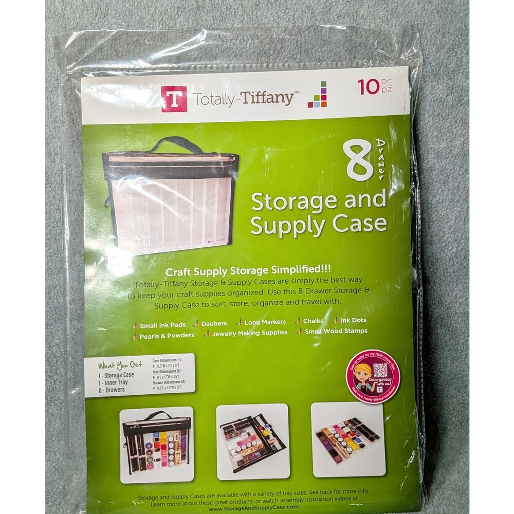 TOTALLY TIFFANY 8 Drawer Storage Supply Case Craft Organizer Clear NEW